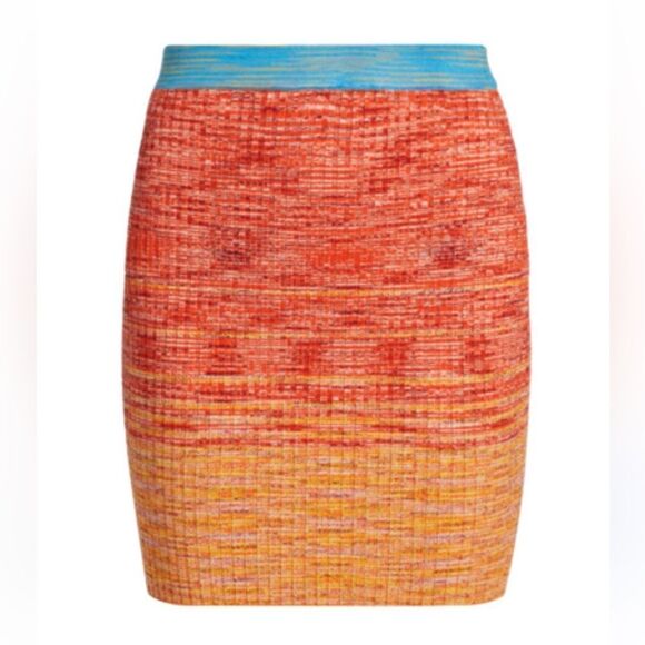 NEW Staud Piera Space Dyed Ribbed Mini Skirt Blood Orange Medium - Picture 8 of 8